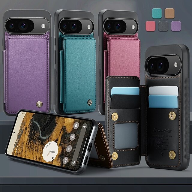  טלפון מגן עבור גוגל Pixel 9 Pro Pixel 9 Pro XL Pixel 8 Pro Pixel 8 פיקסל 9 כיסוי אחורי עם מעמד חריץ לכרטיס עמיד בזעזועים רטרו TPU PC