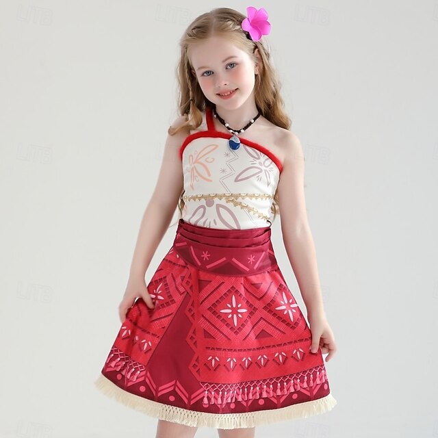 Girls Official Disney Deluxe Moana Hawaiian Polynesian Film Book Day Week Fancy Dress Costume Outfit main image 1