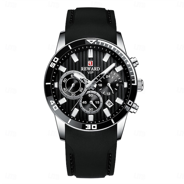  Ceas de mână REWARD pentru bărbați quartz fashion casual cu lumina calendar cronograf impermeabil din gel de silicon