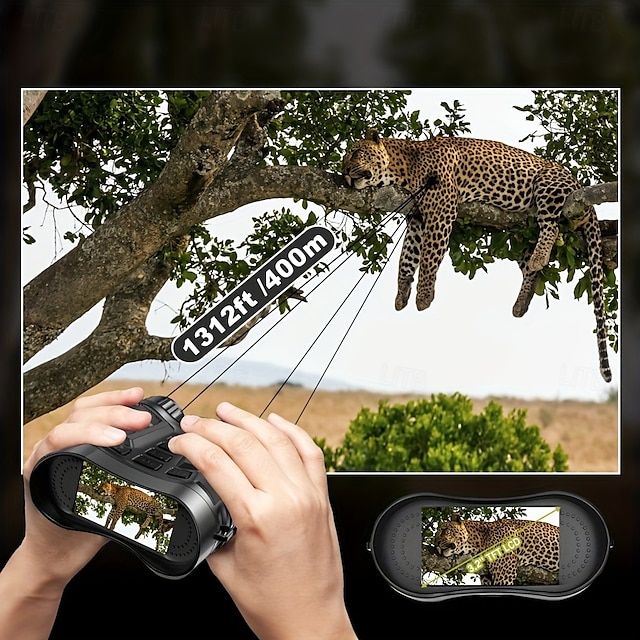  Jumelles de vision nocturne infrarouge 4K 3.2 grand écran zoom numérique 8x carte TF 32 Go incluse rechargeable avec batterie objectif 25 mm capteur CMOS pour cadeaux de Noël Thanksgiving nouvel an