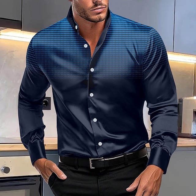  Per uomo Camicia con colletto a fascia Camicia in raso Camicie Liscio Matrimonio Esterno Bianco Rosso Blu marino Arancione Manica lunga Estate Primavera Abbigliamento