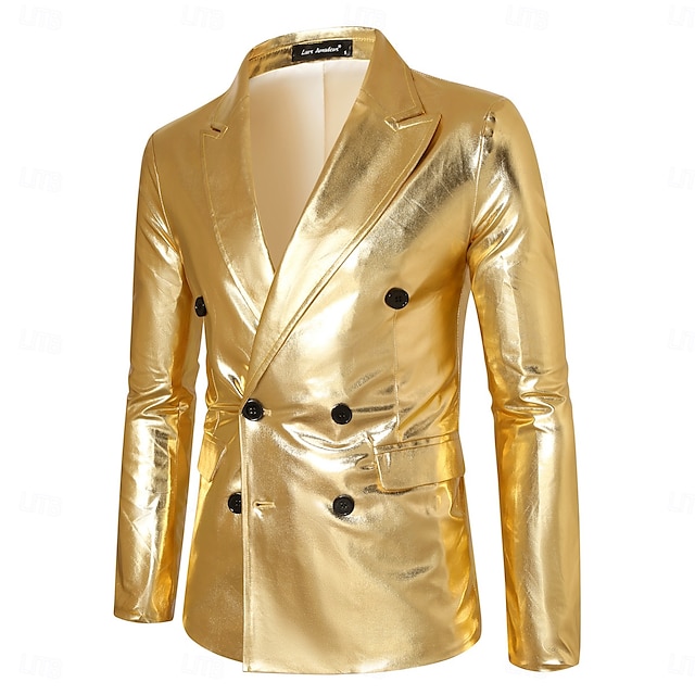  Retro Antiguo Años 80 Metálico Brillante Esmoquin Trajes Disco Lentejuelas Ajustado Disfraz Hombre Disfraz de carnaval Navidad Carnaval Año Nuevo Fiesta Discoteca Desfile del orgullo Adulto Chaqueta