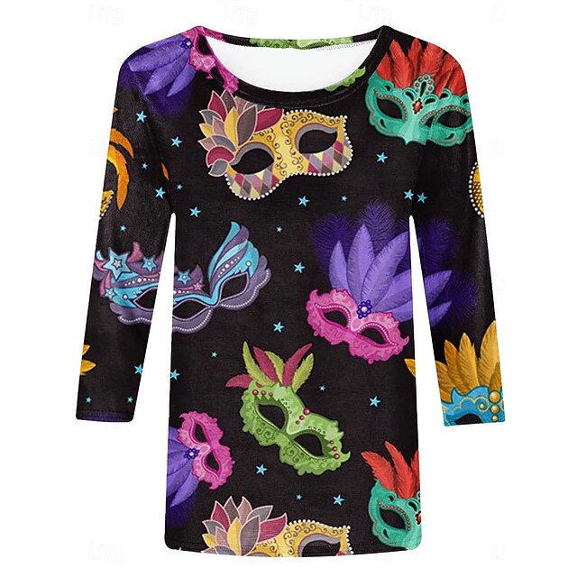 Carnavalskostuums dames T-shirt, dun, casual, ronde hals, mouwen