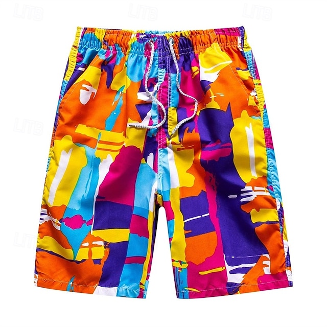  Homens Shorts de Natação Calção Justo de Natação Secagem Rápida Com bolsos Bermuda de Surf Roupa de banho Calças Com Cordão Com bolsos Surfe Praia Esportes Aquáticos Natação Estampado Verão