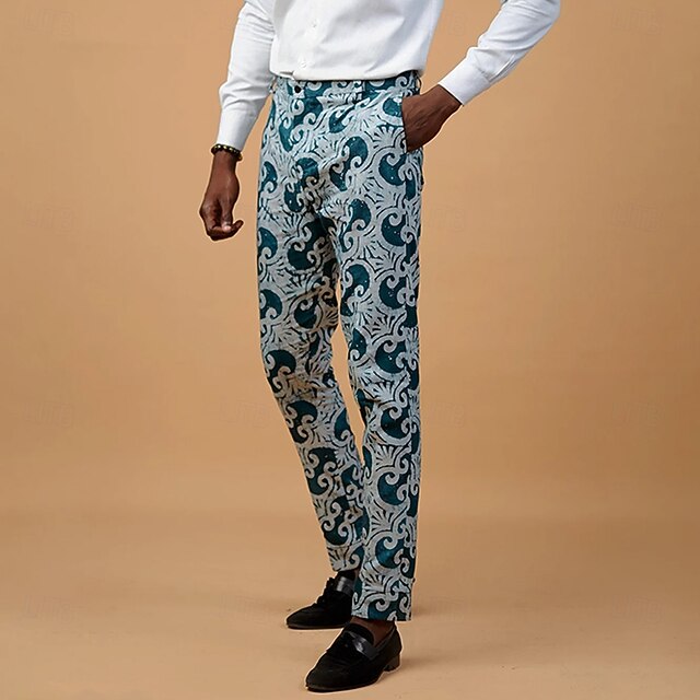 Men's Graphic Artwork Dress Pants Mid Waist Vintage Casual Outdoor Vacation Home Zipper Pocket Summer Spring Fall 3D Print Blue4