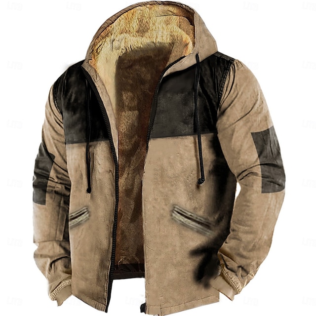  Per uomo Felpa con cappuccio e zip Felpa con cappuccio a zip intera Sherpa peloso Giacca in pile Felpa con cappuccio in pile Blu Cachi Grigio Con cappuccio Liscio Zip Up Cerniera Tasche Sportivo