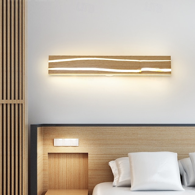  applique in legno led lampada da parete in legno crepato luce notturna faro 110-240v