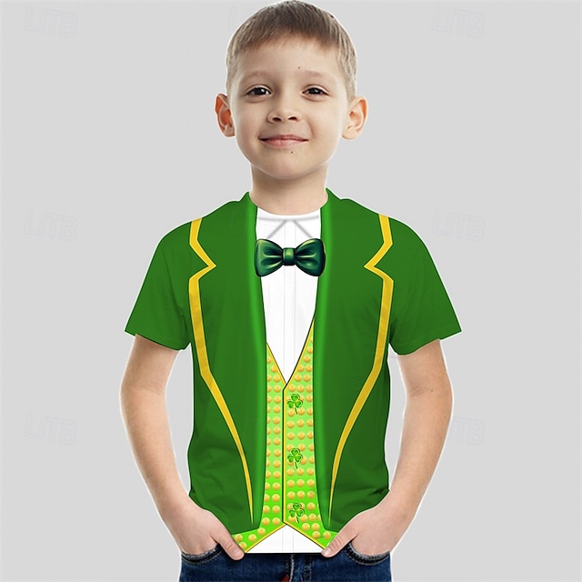  St. Patrick Boys 3D Graphic T shirt Tee Short Sleeve Summer Spring Fashion Basic Kids 4-12 Years Crew Neck Outdoor Casual Daily Regular Fit