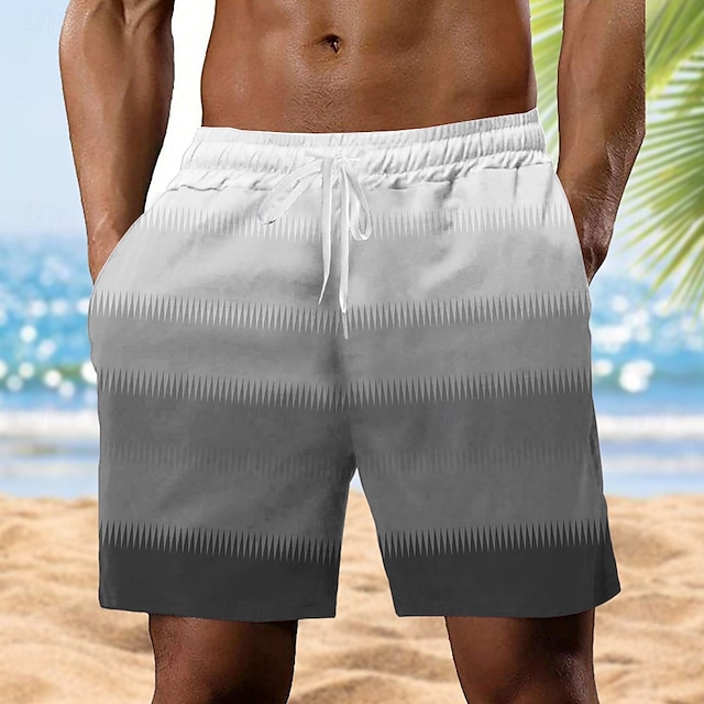  Herr Färgblock Gradientfärg Svett shorts Beach Shorts Terry Shorts Medium Midja Vintage Ledigt Dagligen Helgdag Streetwear Snörning Elastisk midja 3D-utskrift Designer Kläder