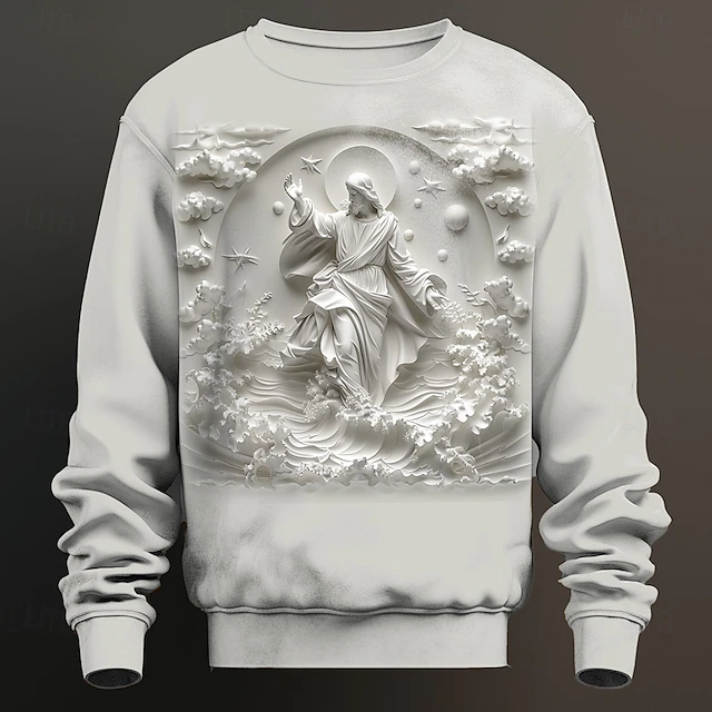 Men's Jesus Sweatshirt Sweatshirt Long Sleeve Sweatshirt Crew Neck Sports Daily Print Vacation Streetwear Crewneck 3D Fall Winter4