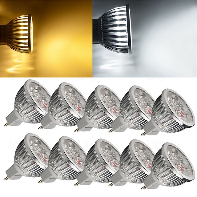  10 pz faretto led 5w mr16 4w faretto led foco lampada led 12v per casa hotel dect 3w