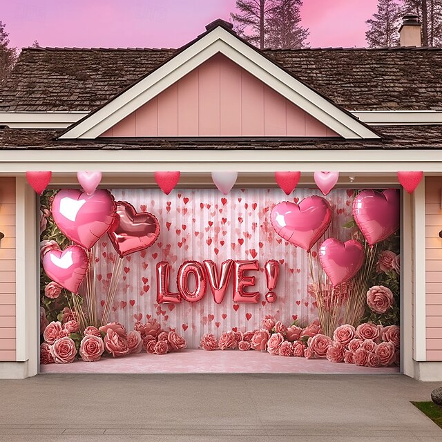Valentine's Day Roses Outdoor Garage Door Cover Banner Beautiful Large