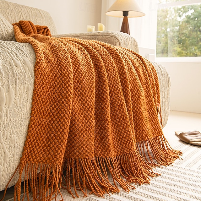 1pc Nordic Style Throw BlanketT With Tassel To My Mother From Son Throw Blanket, Warm Cozy Soft Blanket For Couch Bed Sofa Office Camping 12