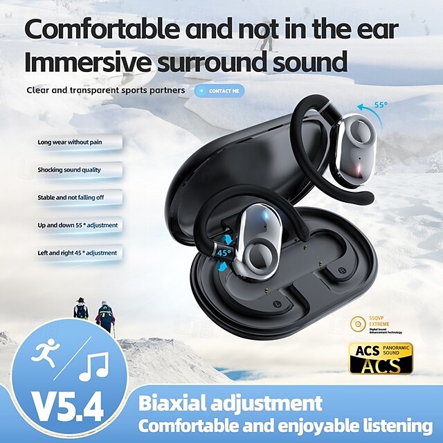  Cuffie True Wireless JM18 TWS Auricolari Auricolari con Gancio Bluetooth 5.3 Design Ergonomico Impermeabile IPX4 per Telefono Mobile