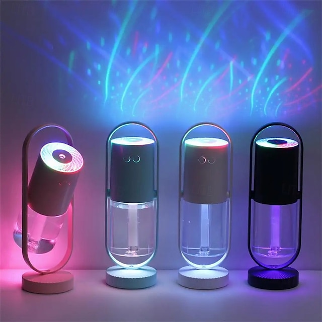  360° LED Smart Light Rotating Humidification Projection Lamp - Creative Mini Silent Fog Aromatherapy Lamp, Portable Car Essential Oil Diffuser, USB Powered Night Light for Decoration