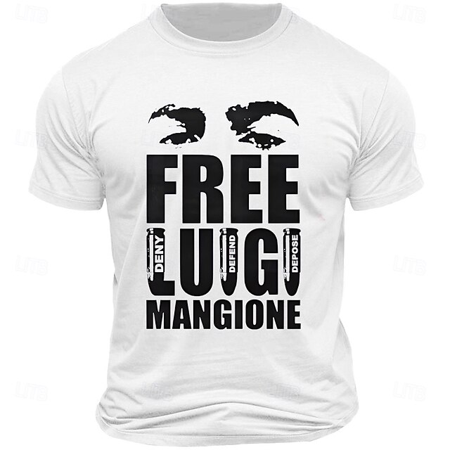Free Luigi Men's Letter Printed T Shirt Tee Top 100% Cotton Short Sleeve Graphic Shirt White Comfortable Tee Vacation Street Fashion Designer Clothing4