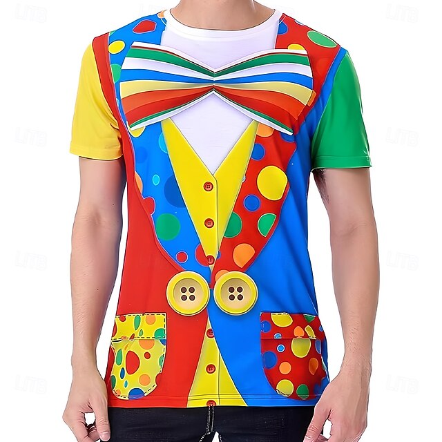 Mardi Gras Men's Tuxedo Costume T Shirt Short Sleeve T shirt 3D Print Crew Neck Shirt Exaggerated Designer Party Holiday Club Blue Summer Spring Clothing Apparel S M L XL XXL XXXL4