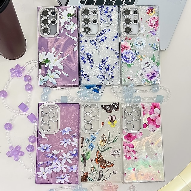  телефон Кейс для Назначение SSamsung Galaxy S24 Ultra S24 Plus S24 S24 ФЭ S23 Ultra А55 А35 А25 А15 5Г S25 Ультра Кейс на заднюю панель с ремешком на запястье Защита от удара Ретро ТПУ ПК