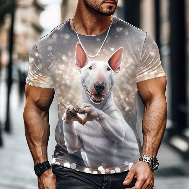 Men's Dog Funny T Shirt Short Sleeve T shirt 3D Print Crew Neck Shirt Exaggerated Designer Party Holiday White Summer Spring Clothing Apparel S M L XL XXL XXXL4