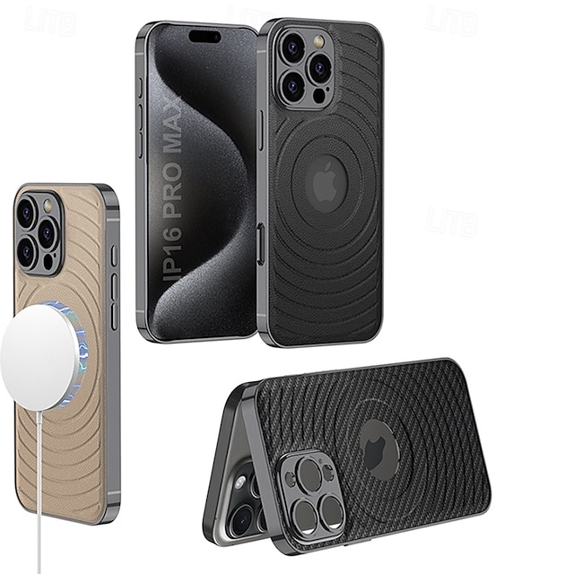  Phone Case For iPhone 16 Pro Max Plus Back Cover Magnetic Support Wireless Charging Shockproof Retro TPU PU Leather