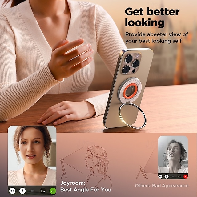  Phone Ring Holder Adjustable Magnetic Removable Phone Holder for Office Desk Kitchen Compatible with iPhone 13 iPhone 12 Phone Accessory