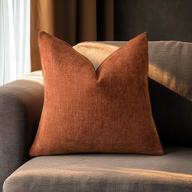  capas de almofadas decorativas de textura macia capa de almofada sólida com acento quadrado capa de almofada aconchegante de fazenda com zíper para sofá-cama sala de estar laranja queimado