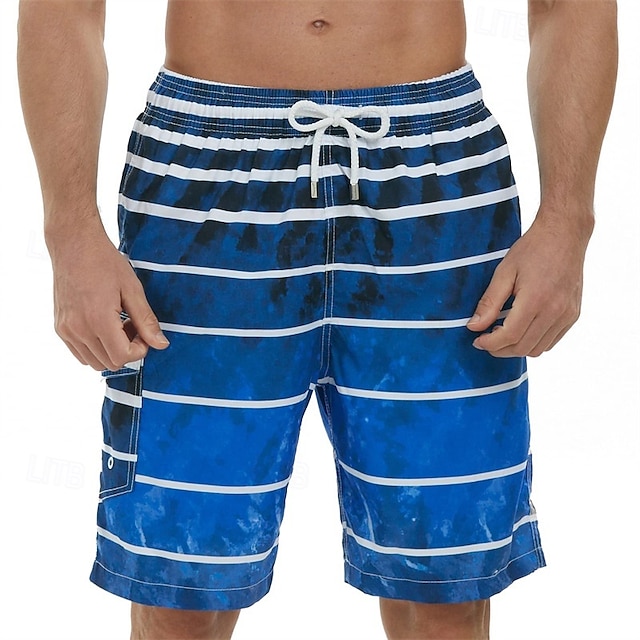  Herre Badeshorts Surf shorts Badedragt Snørelukning Med lommer Svømning Surfing Strand Vandsport Hældning Stribe Sommer Forår