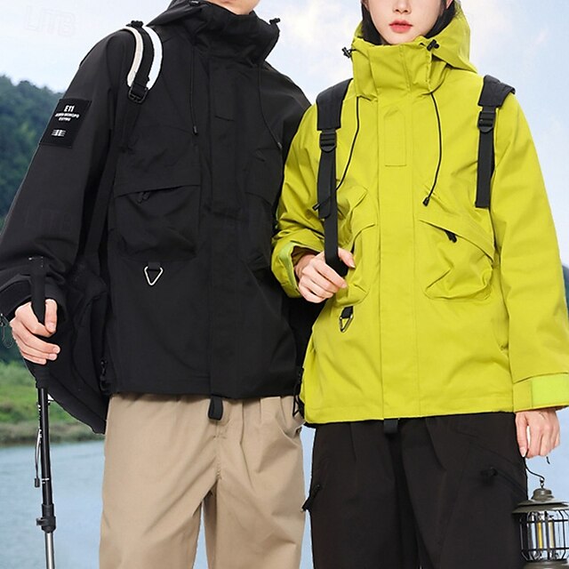 Homens Mulheres Jaqueta Softshell Jaqueta de Trilha Ao ar livre A Prova de Vento Impermeável Jaqueta leve Jaqueta corta-vento Viajar Preto Verde Tropa Camuflado Verde Bege
