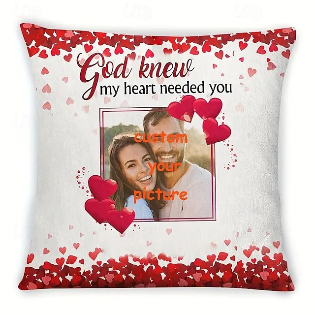 Valentine's Day Custom Pillow Cover Personalized Gift Photo Memorial Love Cushion Cover Throw Pillow Gift for Her/Him 11