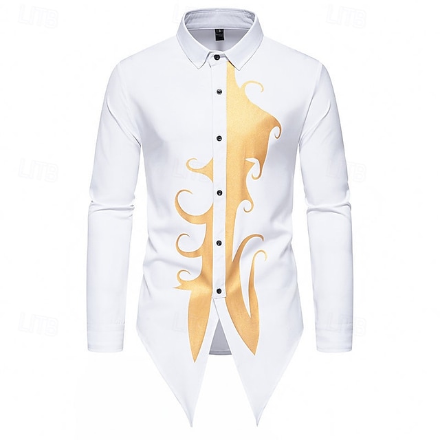  Herren Hemd Lässiges Hemd Smokinghemden Bronzieren Verabredung Casual Schwarz Weiß Blau Langarm Kargen Frühling & Herbst Bekleidung