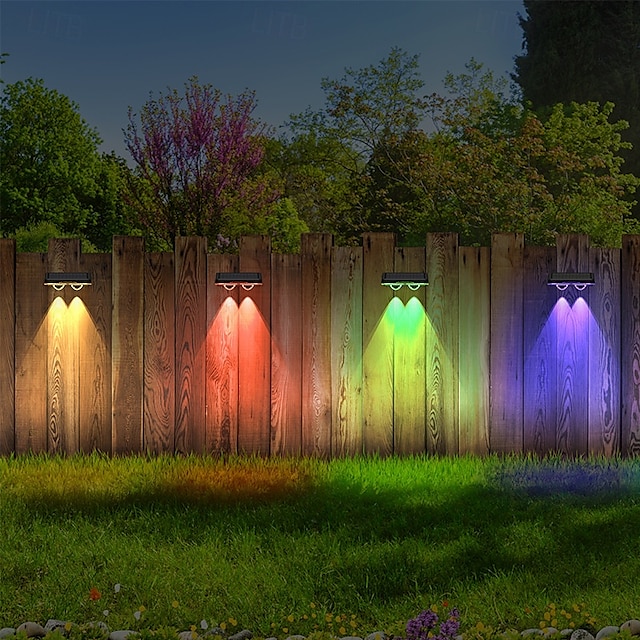  1/2pcs Solar Outdoor Wall Light Courtyard Waterproof Wall Wash Light RGB Color Changing Villa Garden Fence Porch Landscape Decoration