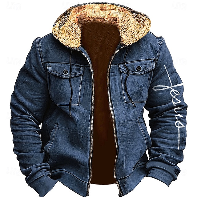  Homme Croix Toison Sweats à Capuche Sweat à capuche Sweat à capuche Capuche Mode 3D effet Vacances Chasse Bleu Marron Zippé Poche Automne Hiver Designer