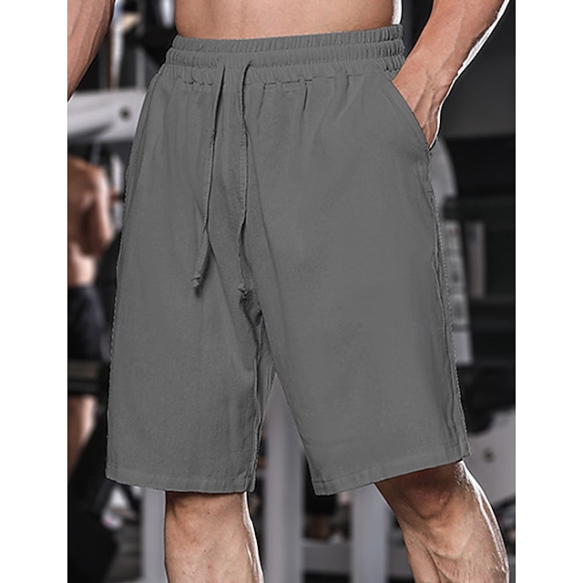  Homens Calção Shorts de linho Shorts de verão Shorts de praia Shorts largos Com Cordão Cintura elástica Tecido Conforto Respirável Comprimento do joelho Ioga Corrida Ginásio Casual Roupa Esportiva