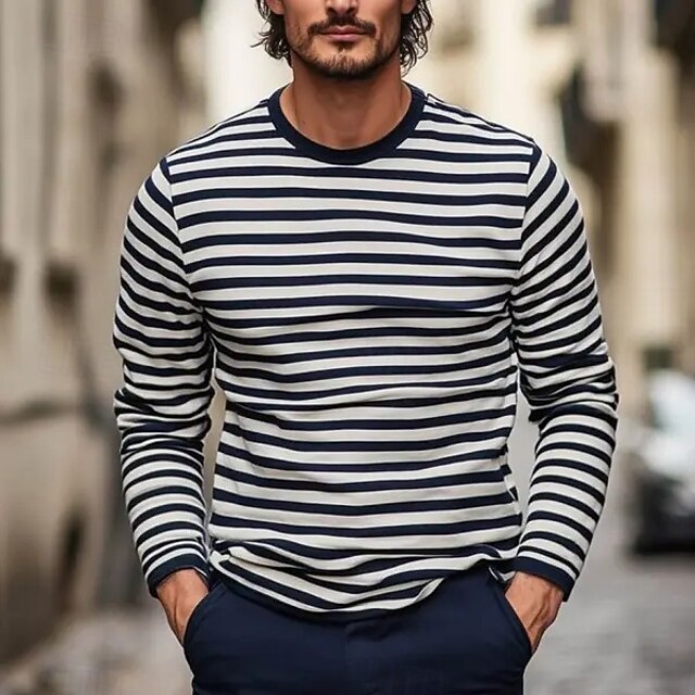 Men's Line T Shirt Long Sleeve T shirt 3D Print Crew Neck Shirt Fashion Exaggerated Street Daily Black Summer Spring Fall Clothing Apparel S M L XL XXL XXXL4