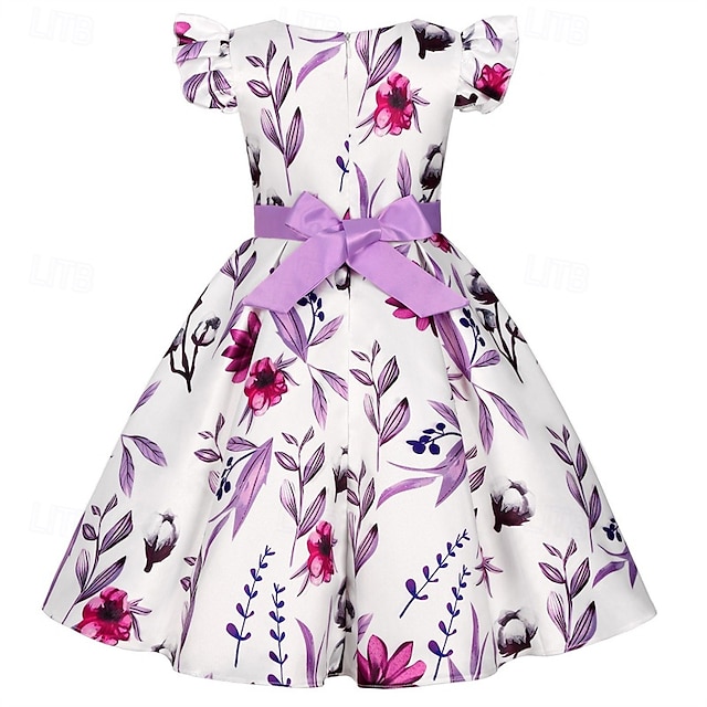 Kids Girls' Party Dress Flower Sleeveless Performance Birthday Ruffle 