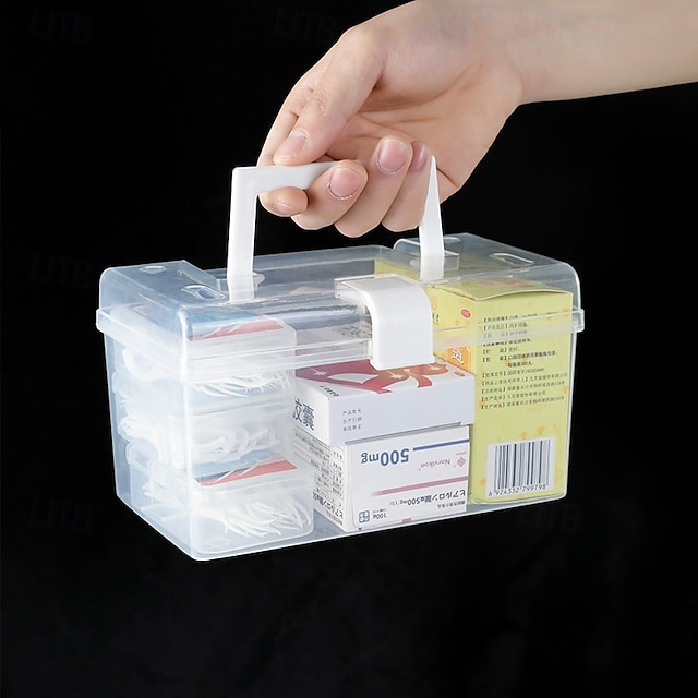  huishoudelijke doorzichtige opbergdoos desktop plastic organizer box hand opbergdoos kleine doos organizer box medicijndoos opbergdoos multifunctionele doorzichtige plastic opbergdoos voor desktop