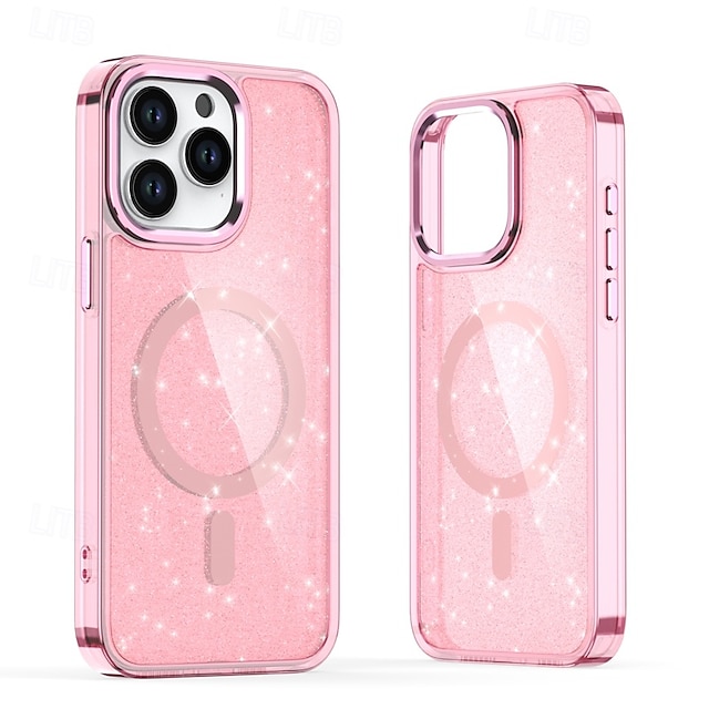  téléphone Coque Pour iPhone 16 15 14 Pro Max Plus iPhone 13 12 11 Pro Max Coque Arrière Magnétique Bling Pailleté Brillant Antichoc Rétro PC Silicone