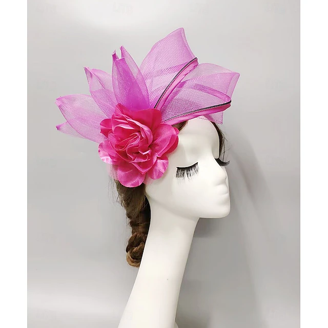 Fascinators Net Veil Hat Wedding Ladies Day With Cap Floral Headpiece 