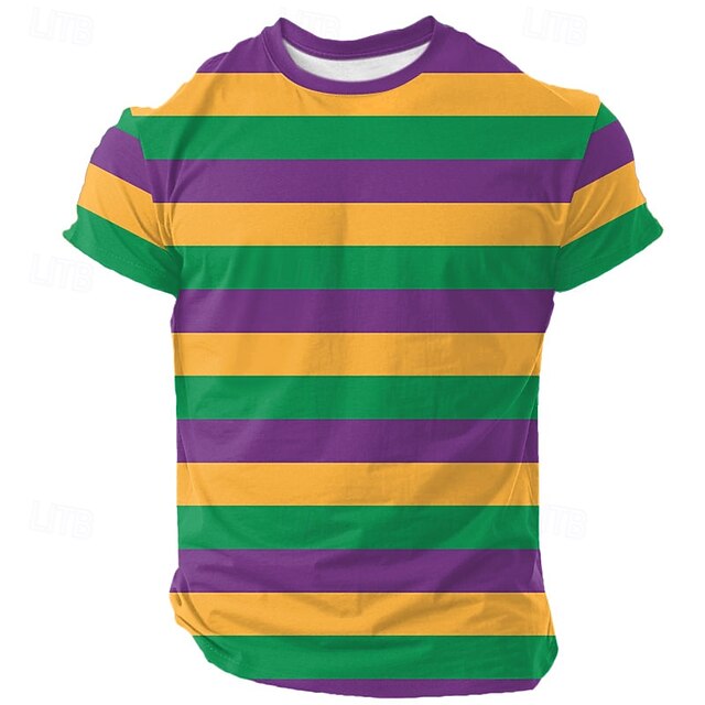 Mardi Gras Striped Men's Short Sleeve T-Shirt - Purple Green Gold4