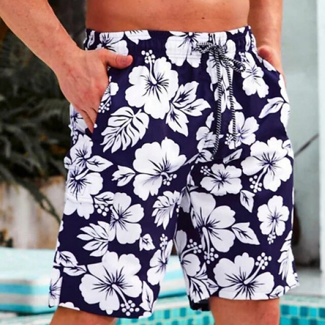 Men's Swim Trunks Swim Shorts Board Shorts Bathing Suit Drawstring with Pockets Swimming Surfing Beach Water Sports Floral Summer Spring3