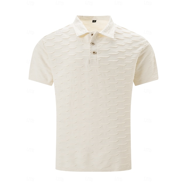  Homme Polo Polos de golf Travail Casual Revers Classique Manche Courte basique Moderne Couleur unie Balance Boutons Printemps été Standard Marron Sapin Noir Blanche Beige Polo