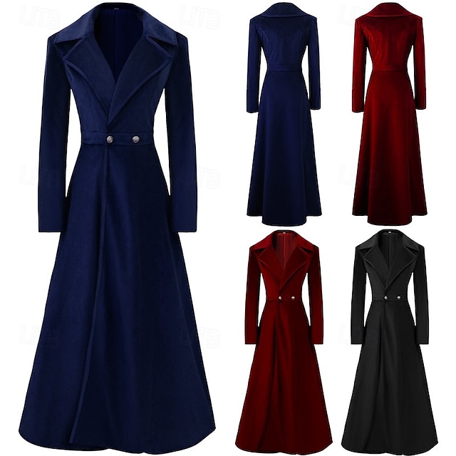  Retro Vintage Punk & Gothic Steampunk Coat Plague Doctor Solid Color Women's Christmas Halloween Carnival Party Adults' Coat