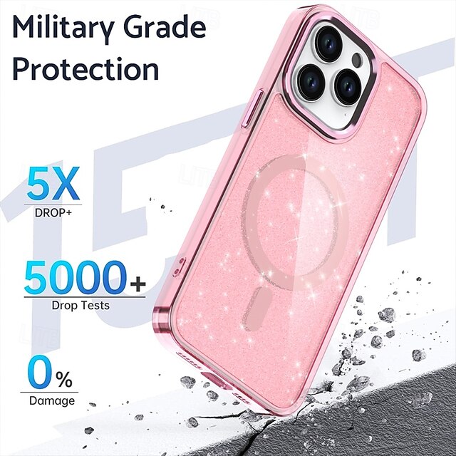  telefono Custodia Per iPhone 17 Pro Max 17 Air 16 15 14 Pro Max Plus 13 12 11 Pro Max Copertura Posteriore Magnetico Glitter scintillanti Resistente agli urti Retrò PC Silicone