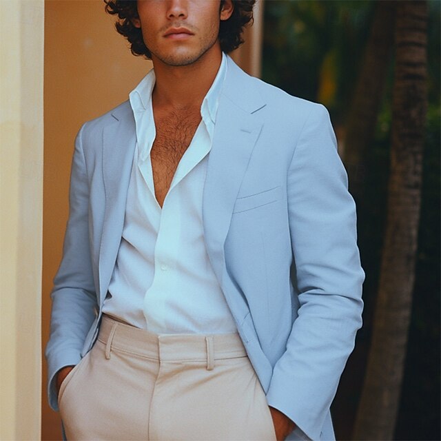 Blazer Floral Décontracté Pour Homme - Veste De Costume Léger Pour Mariage, Dîner, Bureau - En Polyester Et Viscose - Taille Asiatique - 6