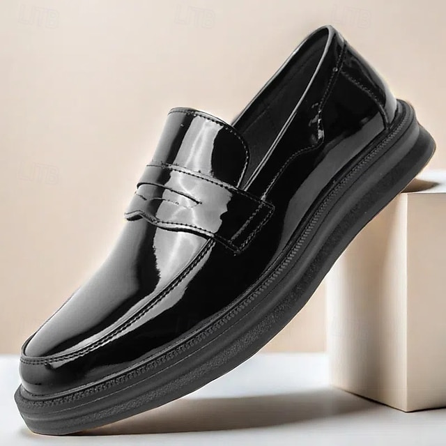  męskie białe półbuty typu penny loafers ze sztucznej skóry – eleganckie, codzienne i formalne buty do pracy, na imprezy i na co dzień