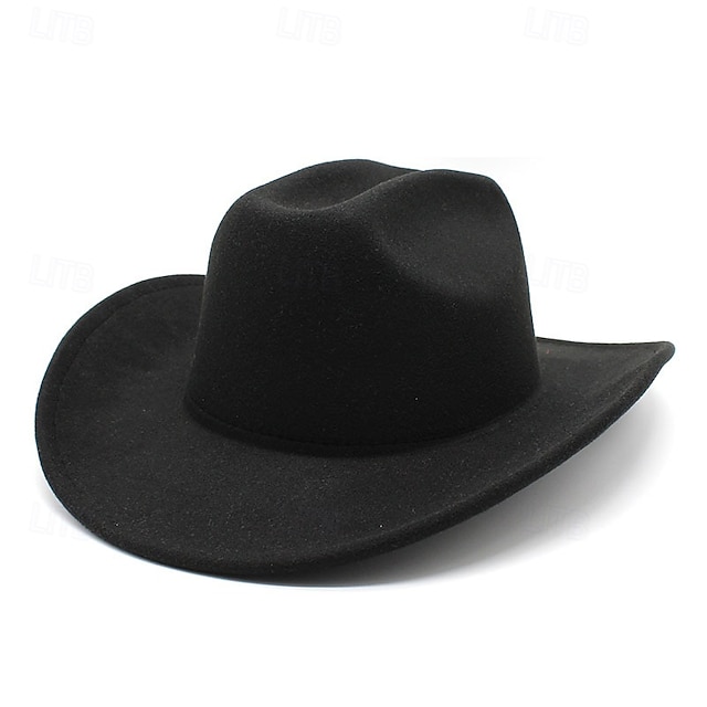  Męskie Czapka Kentucky Derby Kapelusz Kowbojski kapelusz Kapelusz Fedora Trilby Czarny Biały Wełniany Styl vintage Moda 18 wiek Stan Teksas Codzienny Impreza tematyczna Jednolity/zwykły kolor Filtr