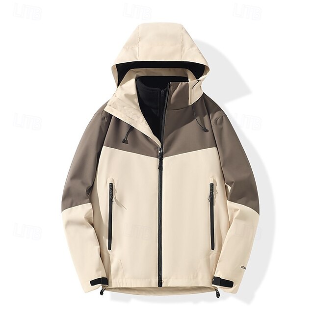  Per uomo Giacca Softshell Giubbino da escursione Inverno All'aperto Color Block Tenere al caldo Antivento Resistente all'acqua Giacca 3 in 1 Giacca invernale Giacca a vento Viaggi Nero Bianco Giallo