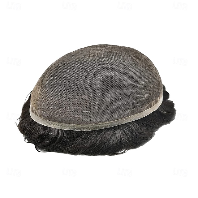 Afro-Toupet Für Männer, 8 Mm Locken, PU-Basis – 15,2 Cm Lang, Natürliches Schwarz, Verstellbare Größe