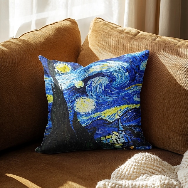 Van Gogh Double Side Pillow Cover 4PC Soft Decorative Square Cushion Case Pillowcase for Bedroom Livingroom Sofa Couch Chair Machine Washable 15