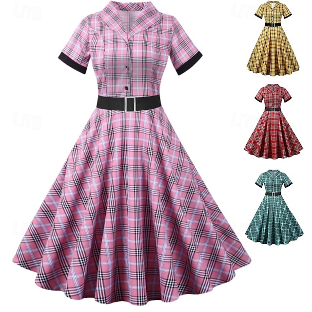  Elegant klasické 1950 Rochii Plisat Linia -A Pentru femei ziua îndragostiților Evenimente / Petrecere Dată Petrecere ceai Adulți Rochie Primavara vara